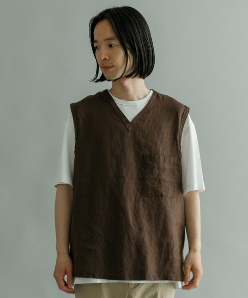 URBAN RESEARCH（アーバンリサーチ）の「Linen Vneck Vest（ベスト・メンズ・ネイビー/ブラウン/グレー系その他・MEDIUM/LARGE）」の19枚目の写真
