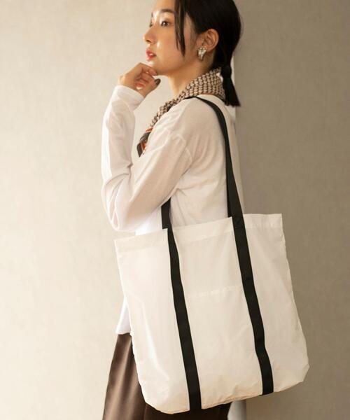 coen(コーエン)の「ナイロンリップストップパッカブルトートバッグ(トートバッグ・レディース・ライトブルー/ブラック/ホワイト・FREE)」の2枚目の写真