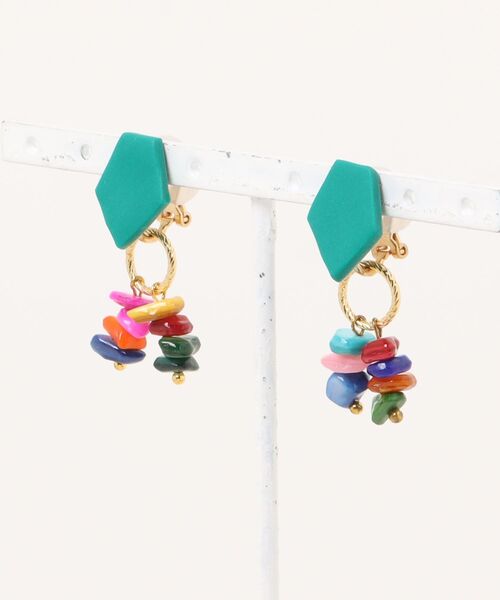 tone(トーン)の「【atelier*mio】ポリマークレイ × シェルビジュー costume jewelry イヤリング(イヤリング・レディース・ブラック/レッド/グリーン/イエロー/パープル/グリーン系その他/ブルー/ブラック系その他/ホワイト/レッド系その他/ブラック系その他2/ブルー系その他・FREE)」の7枚目の写真