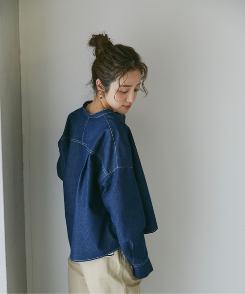 NANO universe（ナノユニバース）の「デニムオーバーシャツ（シャツ/ブラウス・レディース・ブルー/ネイビー・FREE）」の16枚目の写真