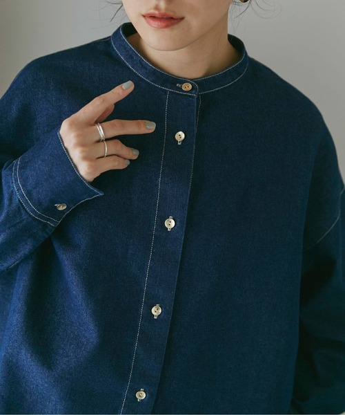 NANO universe（ナノユニバース）の「デニムオーバーシャツ（シャツ/ブラウス・レディース・ブルー/ネイビー・FREE）」の21枚目の写真