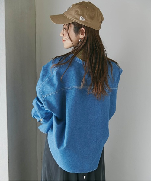NANO universe（ナノユニバース）の「デニムオーバーシャツ（シャツ/ブラウス・レディース・ブルー/ネイビー・FREE）」の4枚目の写真
