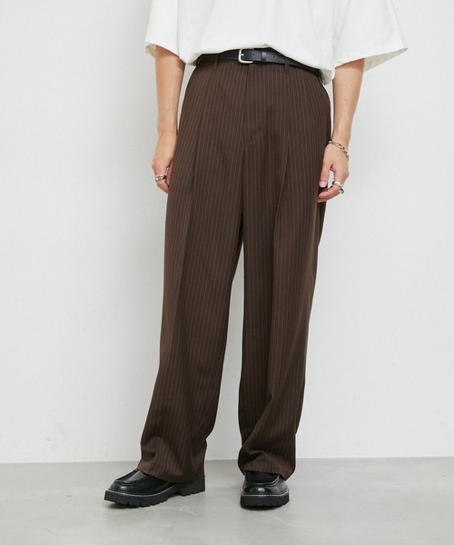 JUNRED（ジュンレッド）の「ピンストライプワイドタックパンツ（その他パンツ・メンズ・ブラック/ブラウン・L/M/S）」の6枚目の写真