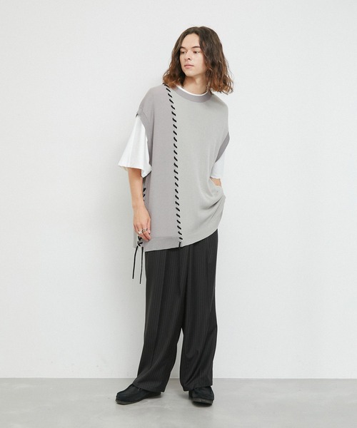 JUNRED（ジュンレッド）の「ピンストライプワイドタックパンツ（その他パンツ・メンズ・ブラック/ブラウン・L/M/S）」の8枚目の写真