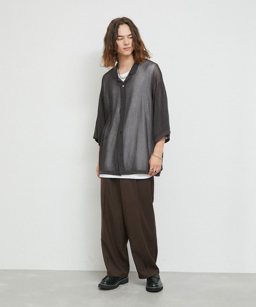 JUNRED（ジュンレッド）の「ピンストライプワイドタックパンツ（その他パンツ・メンズ・ブラック/ブラウン・L/M/S）」の9枚目の写真