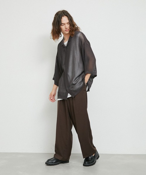 JUNRED（ジュンレッド）の「ピンストライプワイドタックパンツ（その他パンツ・メンズ・ブラック/ブラウン・L/M/S）」の10枚目の写真