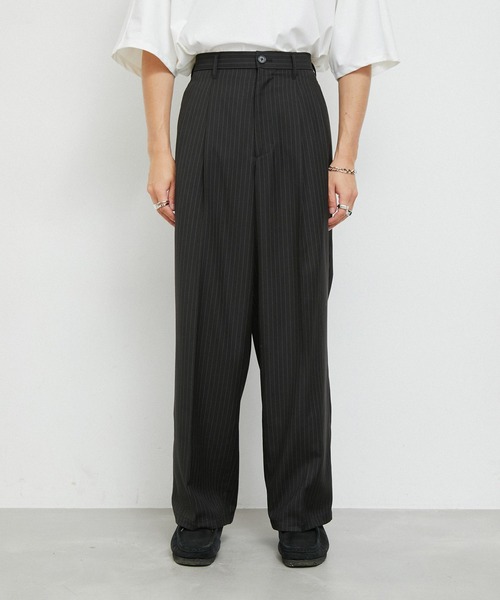 JUNRED（ジュンレッド）の「ピンストライプワイドタックパンツ（その他パンツ・メンズ・ブラック/ブラウン・L/M/S）」の11枚目の写真
