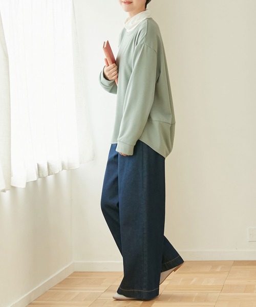 Viola e Viola(ヴィオラエヴィオラ)の「裏ファー後たっぷりゆるプルオーバー(Tシャツ/カットソー・レディース・ブラック/モカ/グリーン・M/3L/4L/5L/L/LL)」の8枚目の写真