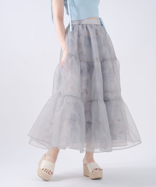 qumerry.(キュメリ)の「フラワーオーガンジースカート(スカート・レディース・スモークピンク/グレー・SMALL/MEDIUM)」の12枚目の写真