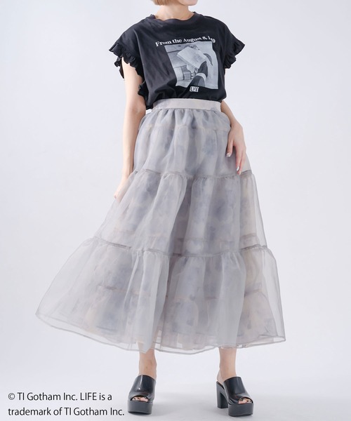 qumerry.(キュメリ)の「フラワーオーガンジースカート(スカート・レディース・スモークピンク/グレー・SMALL/MEDIUM)」の16枚目の写真