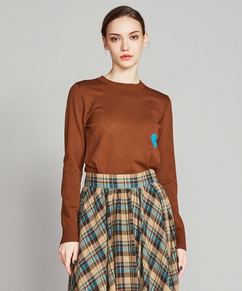 DOUBLE STANDARD CLOTHING(ダブルスタンダードクロージング)の「ハートプルオーバーニット(ニット/セーター・レディース・ブラウン/ブラック・36/38)」の3枚目の写真