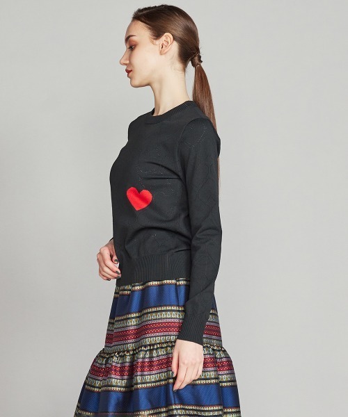 DOUBLE STANDARD CLOTHING(ダブルスタンダードクロージング)の「ハートプルオーバーニット(ニット/セーター・レディース・ブラウン/ブラック・36/38)」の4枚目の写真