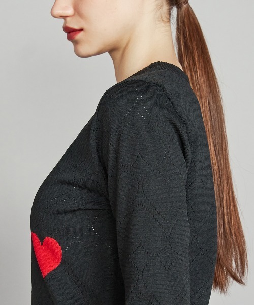 DOUBLE STANDARD CLOTHING(ダブルスタンダードクロージング)の「ハートプルオーバーニット(ニット/セーター・レディース・ブラウン/ブラック・36/38)」の7枚目の写真
