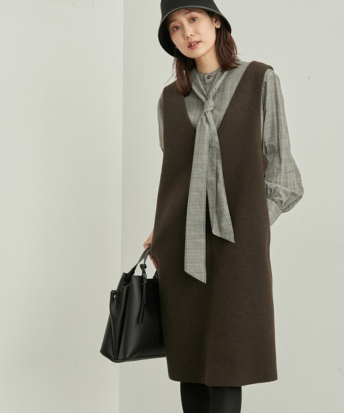 ROPE' PICNIC（ロペピクニック）の「ジャージメルトンミニ丈ジャンパースカート（ジャンパースカート・レディース・ベージュ/ダークブラウン/チャコールグレー/ブラック・38）」の3枚目の写真