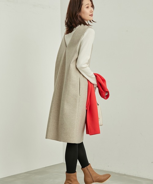 ROPE' PICNIC（ロペピクニック）の「ジャージメルトンミニ丈ジャンパースカート（ジャンパースカート・レディース・ベージュ/ダークブラウン/チャコールグレー/ブラック・38）」の4枚目の写真