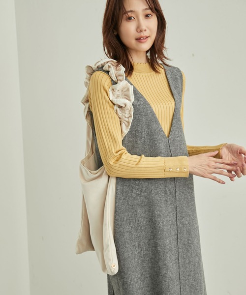 ROPE' PICNIC（ロペピクニック）の「ジャージメルトンミニ丈ジャンパースカート（ジャンパースカート・レディース・ベージュ/ダークブラウン/チャコールグレー/ブラック・38）」の12枚目の写真