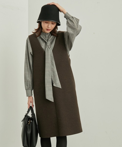 ROPE' PICNIC（ロペピクニック）の「ジャージメルトンミニ丈ジャンパースカート（ジャンパースカート・レディース・ベージュ/ダークブラウン/チャコールグレー/ブラック・38）」の15枚目の写真