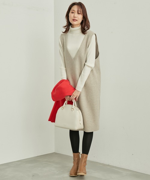 ROPE' PICNIC（ロペピクニック）の「ジャージメルトンミニ丈ジャンパースカート（ジャンパースカート・レディース・ベージュ/ダークブラウン/チャコールグレー/ブラック・38）」の19枚目の写真