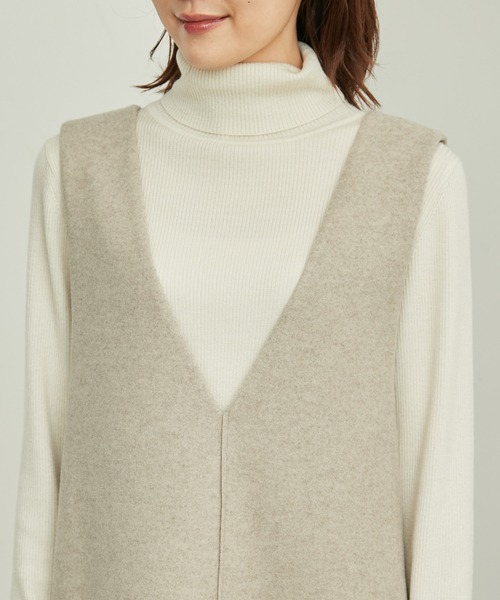 ROPE' PICNIC（ロペピクニック）の「ジャージメルトンミニ丈ジャンパースカート（ジャンパースカート・レディース・ベージュ/ダークブラウン/チャコールグレー/ブラック・38）」の7枚目の写真