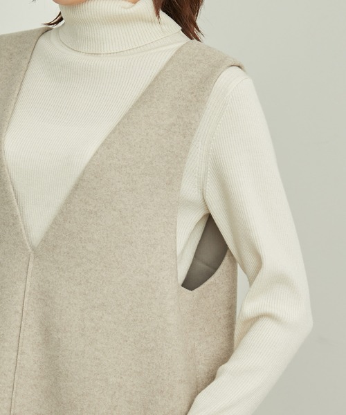 ROPE' PICNIC（ロペピクニック）の「ジャージメルトンミニ丈ジャンパースカート（ジャンパースカート・レディース・ベージュ/ダークブラウン/チャコールグレー/ブラック・38）」の20枚目の写真