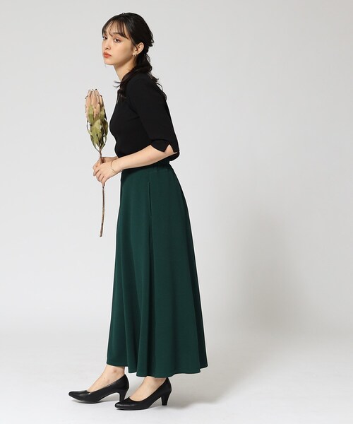 DRESKIP(ドレスキップ)の「◆【ロングシーズン重宝する】縦ラインで細見え クルーネック5分袖トップス(Tシャツ/カットソー・レディース・サンドベージュ/オフホワイト/ブラック/ブラック系2・03/04/02)」の6枚目の写真