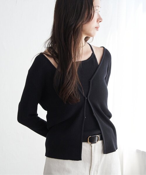 VENCEEXCHANGE（ヴァンスエクスチェンジ）の「【2点セット】レーヨンポリネックデザインリブカーディガン（カーディガン/ボレロ・レディース・ブルー/ブラック/レッド/グレー・FREE）」の17枚目の写真