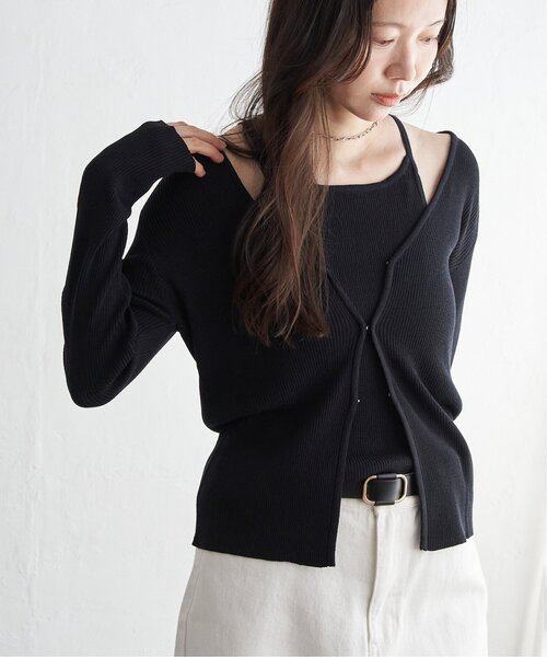 VENCEEXCHANGE（ヴァンスエクスチェンジ）の「【2点セット】レーヨンポリネックデザインリブカーディガン（カーディガン/ボレロ・レディース・ブルー/ブラック/レッド/グレー・FREE）」の18枚目の写真