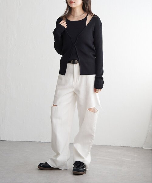 VENCEEXCHANGE（ヴァンスエクスチェンジ）の「【2点セット】レーヨンポリネックデザインリブカーディガン（カーディガン/ボレロ・レディース・ブルー/ブラック/レッド/グレー・FREE）」の20枚目の写真