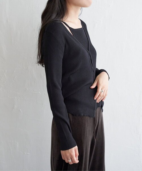 VENCEEXCHANGE（ヴァンスエクスチェンジ）の「【2点セット】レーヨンポリネックデザインリブカーディガン（カーディガン/ボレロ・レディース・ブルー/ブラック/レッド/グレー・FREE）」の22枚目の写真