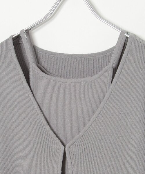 VENCEEXCHANGE（ヴァンスエクスチェンジ）の「【2点セット】レーヨンポリネックデザインリブカーディガン（カーディガン/ボレロ・レディース・ブルー/ブラック/レッド/グレー・FREE）」の7枚目の写真