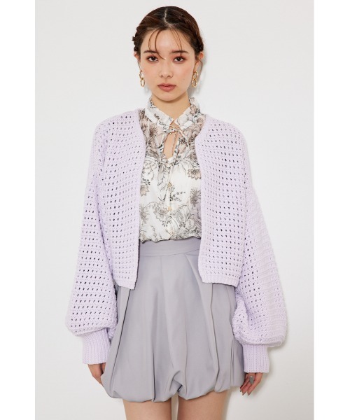 rienda - w160 春夏 1週間コーデ 10着セット まとめ売り 着画カーディガンスカート セール】可愛さとトレンド感のつまった1着。レースアップリボン
