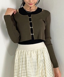 Jewelobe（ジュエローブ）の「フロントホックカーディガン×クルータンクトップ ツートンアンサンブル（アンサンブル）」