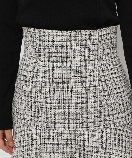 mysty woman（ミスティウーマン）の「ツイードマーメイドミニスカート 977536（スカート・レディース・ブラック/オフホワイト・FREE）」の11枚目の写真