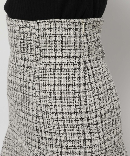 mysty woman（ミスティウーマン）の「ツイードマーメイドミニスカート 977536（スカート・レディース・ブラック/オフホワイト・FREE）」の12枚目の写真