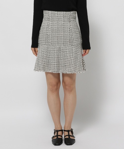 mysty woman（ミスティウーマン）の「ツイードマーメイドミニスカート 977536（スカート・レディース・ブラック/オフホワイト・FREE）」の7枚目の写真