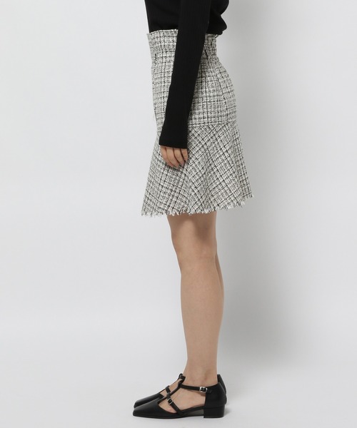 mysty woman（ミスティウーマン）の「ツイードマーメイドミニスカート 977536（スカート・レディース・ブラック/オフホワイト・FREE）」の8枚目の写真