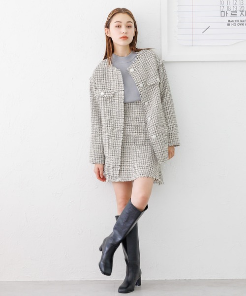 mysty woman（ミスティウーマン）の「ツイードマーメイドミニスカート 977536（スカート・レディース・ブラック/オフホワイト・FREE）」の17枚目の写真