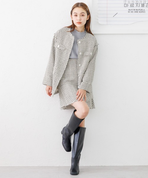 mysty woman（ミスティウーマン）の「ツイードマーメイドミニスカート 977536（スカート・レディース・ブラック/オフホワイト・FREE）」の18枚目の写真