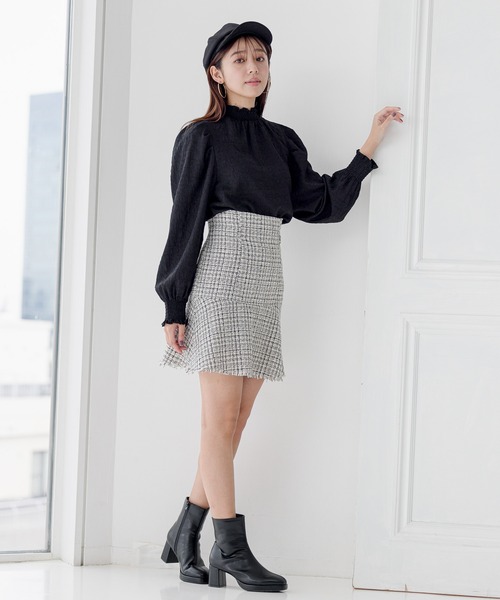 mysty woman（ミスティウーマン）の「ツイードマーメイドミニスカート 977536（スカート・レディース・ブラック/オフホワイト・FREE）」の20枚目の写真