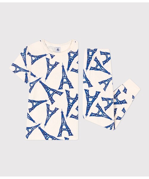 PETIT BATEAU（プチバトー）の「半袖長ズボンパジャマ（ルームウェア/パジャマ・キッズ・ホワイト×ブルー/ホワイト・2YEAR/5YEAR/4YEAR/3YEAR）」の8枚目の写真