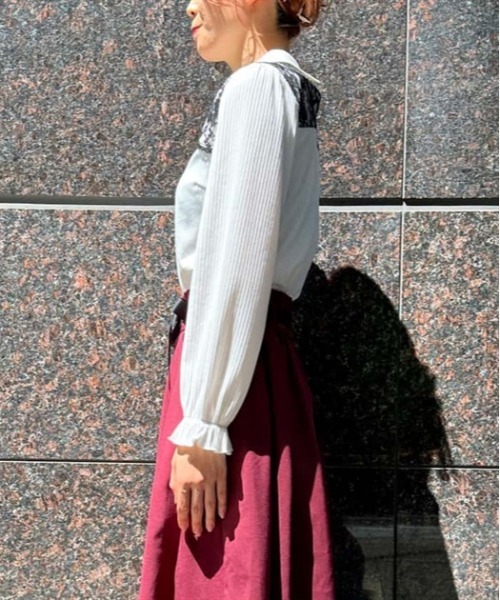 axes femme(アクシーズファム)の「ローズチャーム付トップス(Tシャツ/カットソー・レディース・ブラック/ホワイト/ワイン・FREE)」の6枚目の写真