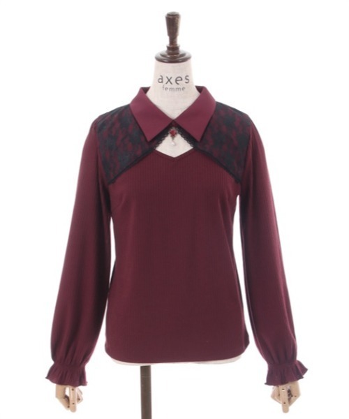 axes femme(アクシーズファム)の「ローズチャーム付トップス(Tシャツ/カットソー・レディース・ブラック/ホワイト/ワイン・FREE)」の9枚目の写真