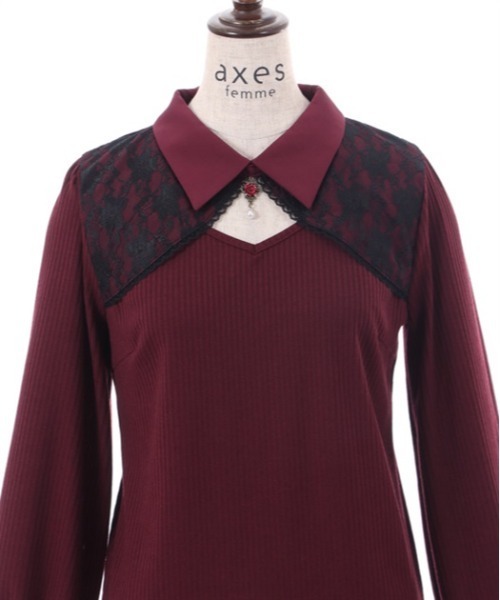 axes femme(アクシーズファム)の「ローズチャーム付トップス(Tシャツ/カットソー・レディース・ブラック/ホワイト/ワイン・FREE)」の12枚目の写真