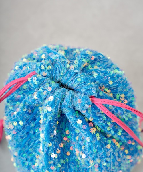 CIAOPANIC（チャオパニック）の「スパンコールベロア巾着バッグ（ハンドバッグ・レディース・ホワイト/ブルー・FREE）」の19枚目の写真