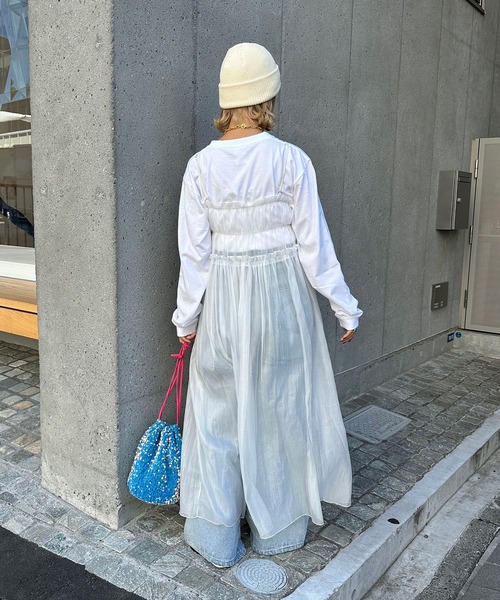 CIAOPANIC（チャオパニック）の「スパンコールベロア巾着バッグ（ハンドバッグ・レディース・ホワイト/ブルー・FREE）」の11枚目の写真