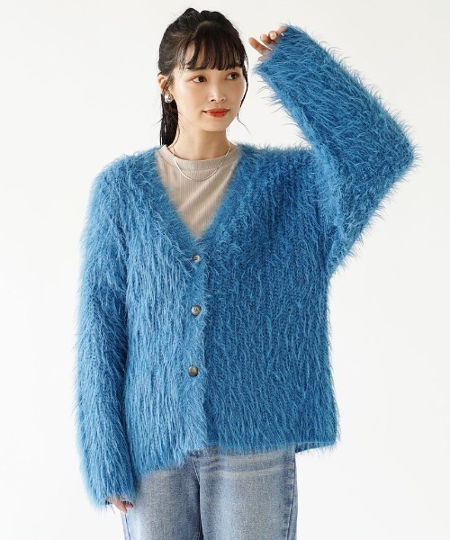 e-zakkamania stores(イーザッカマニアストアーズ)の「シャギーニット カーディガン(カーディガン/ボレロ・レディース・グレイッシュベージュ/ブルー/オフホワイト・M)」の19枚目の写真