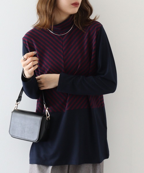 BRODIAEA(ブローディア)の「BRODIAEA 起毛ボーダープルオーバー(Tシャツ/カットソー・レディース・ネイビー/グリーン/ブラック・40)」の3枚目の写真