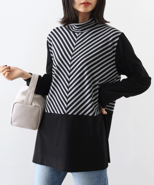 BRODIAEA(ブローディア)の「BRODIAEA 起毛ボーダープルオーバー(Tシャツ/カットソー・レディース・ネイビー/グリーン/ブラック・40)」の1枚目の写真