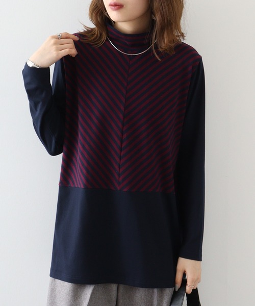 BRODIAEA(ブローディア)の「BRODIAEA 起毛ボーダープルオーバー(Tシャツ/カットソー・レディース・ネイビー/グリーン/ブラック・40)」の12枚目の写真