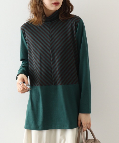 BRODIAEA(ブローディア)の「BRODIAEA 起毛ボーダープルオーバー(Tシャツ/カットソー・レディース・ネイビー/グリーン/ブラック・40)」の8枚目の写真